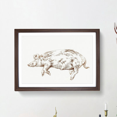Resting Pig by Jean Bernard - Framed Print