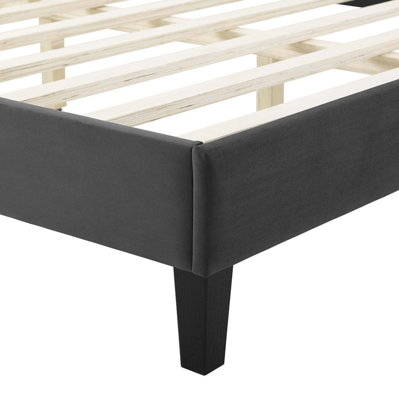 Modway Juniper Channel Tufted Performance Velvet Platform Bed, King, Dusty Rose