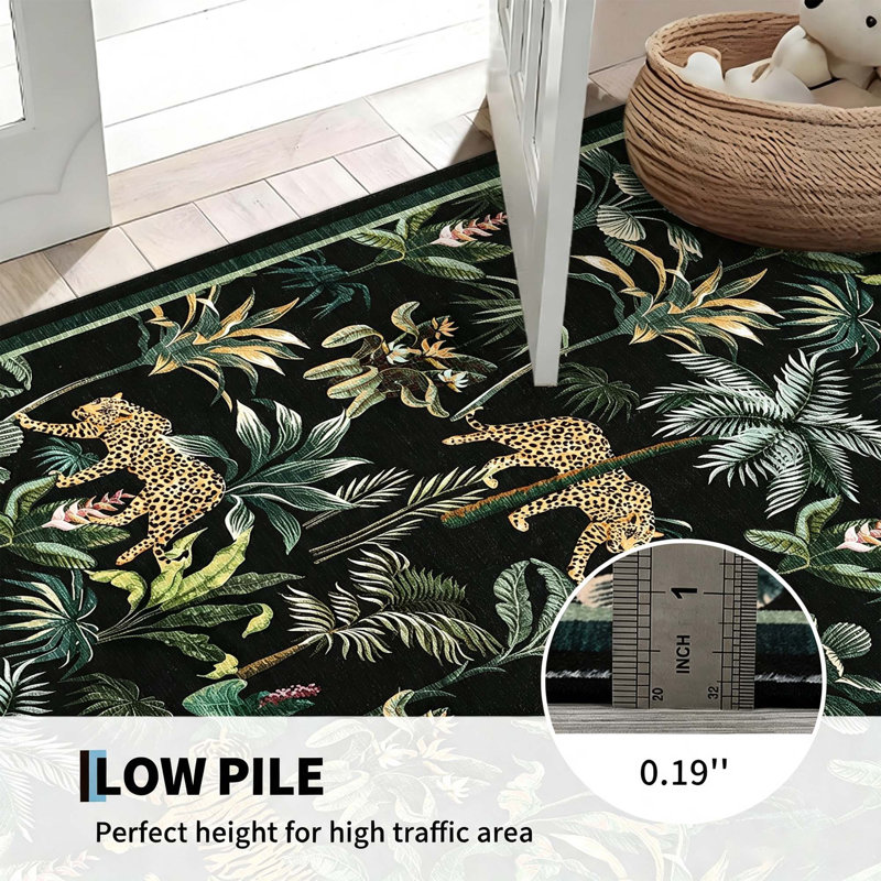 Tapis tigre Jungle avec envers antidérapant, Noir, 10 x 13 pi