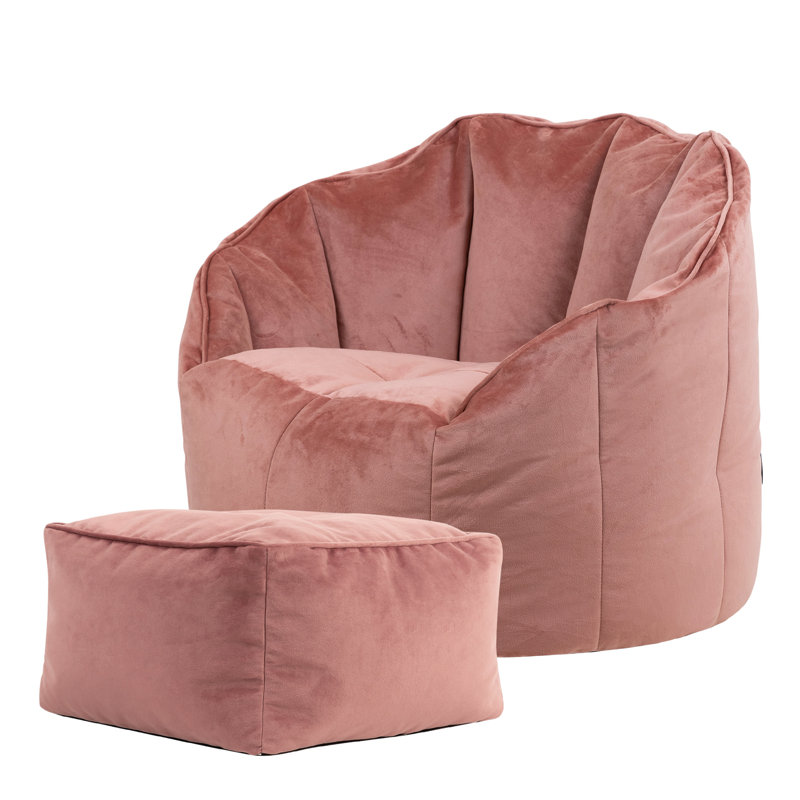 Sirena Velvet Chair and Square Footstool, Dusk Pink