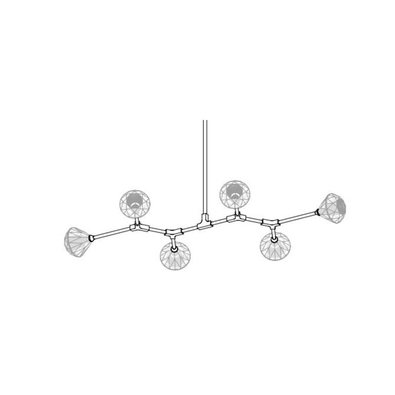Lustre suspendu Spoutnik à 6 lumières Ermana, Or, 60 po de largeur x 40 po de profondeur x 6 po de h