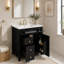 Meuble-lavabo moderne de 24 po avec lavabo en céramique, poignées en métal, porte à fermeture en douceur, support de rangement, finition de surface peinte, noir-2106431973