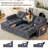L-shaped Led Sectional Sofa With Adjustable Backrest And Charging Station, Living Room Large Pull Out Sofa Bed Sleeper With Storage Chaise-410924162
