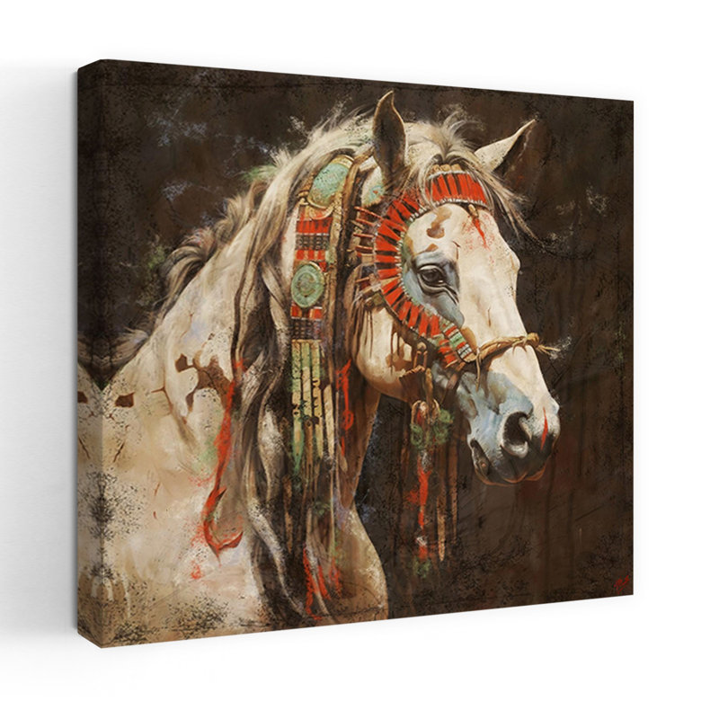 Cheval de guerre n ° 2, art animalier contemporain, H 36 po x l 36 po