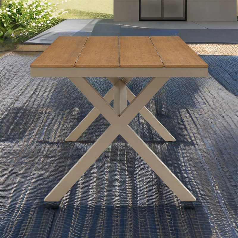 Table de salle à manger d'extérieur rectangulaire, Teck clair