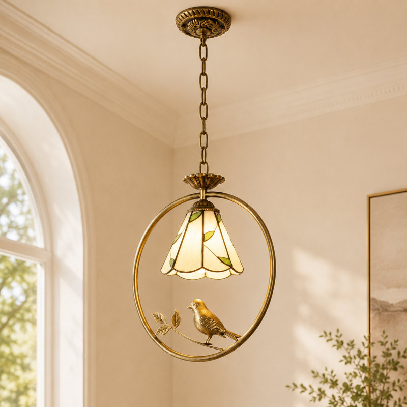 1 - Light Tiffany Style Bird Cage Pendant Light (Bulb Include)