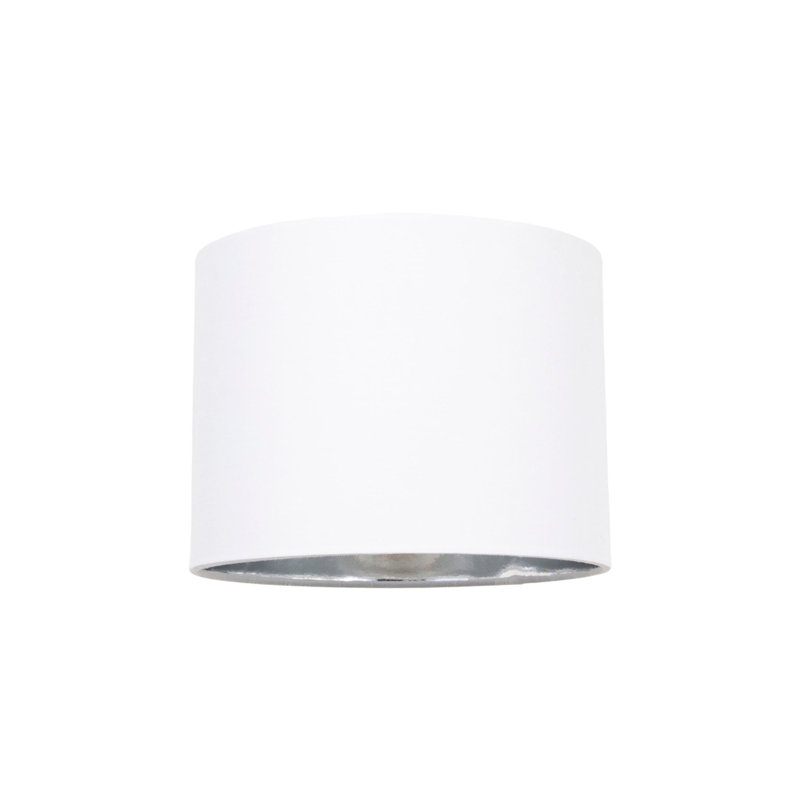 Contemporary Cotton Lamp/Light Shade with Shiny Paper Inner, 15cm H x 20cm W x 20cm D, White