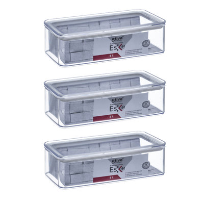 Food Storage Rectangular 1.0lt Container Set 3 with Air Sealed Lids