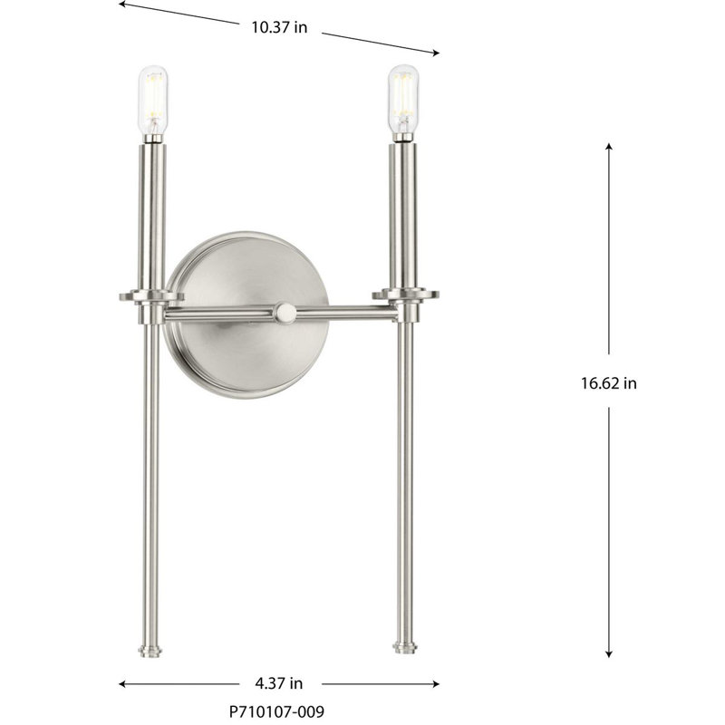 Nouvelle applique murale noire traditionnelle à deux lumières, Nickel brossé