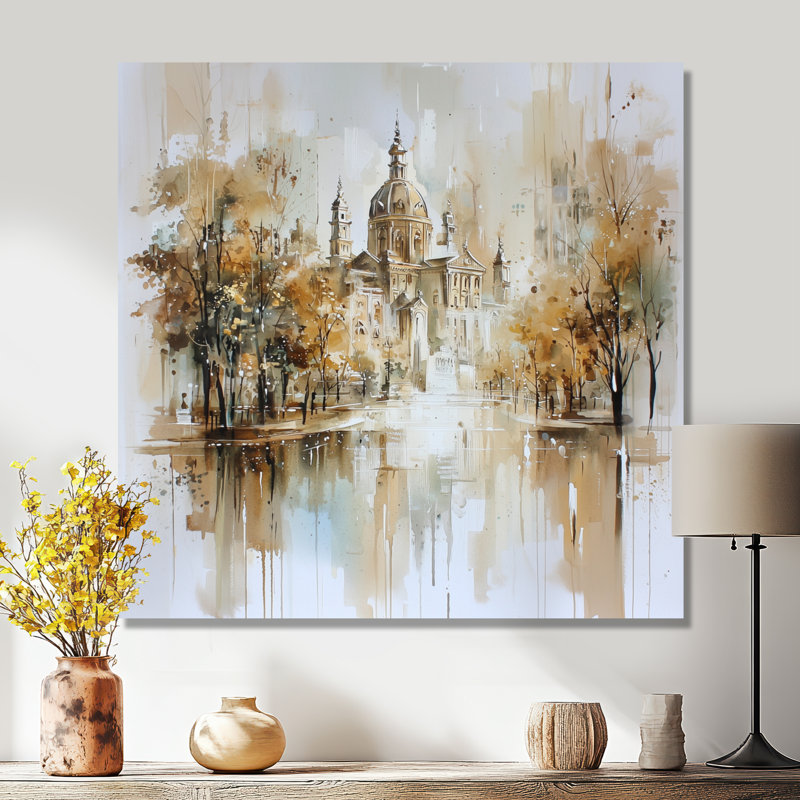 Watercolor Amsterdam Soft Dreamy Architecture II - Cityscapes, impression sur métal, H 16 po x l 16 po x P 0,84 po