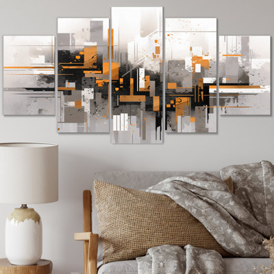 Rayures orange gris audacieux 5 pièces