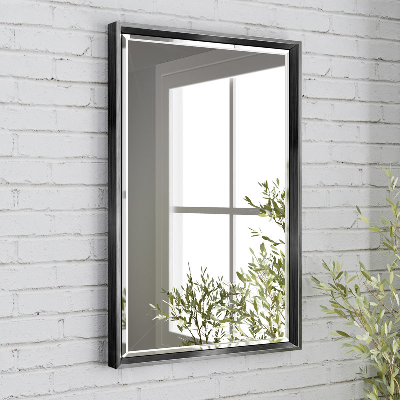Miroir de salle de bain Lohoski, Noir mat, 24 po x 16 po