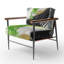 Vert et noir géométrique Enchantment I - Chaise rembourrée moderne avec accoudoirs en marbre-2078479412