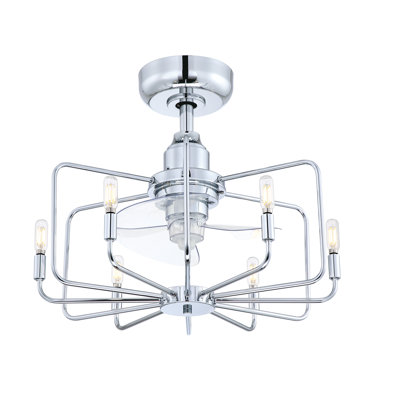 Influencer 22 inch Indoor Ceiling Fan with LED Bulb Light Kit and Remote Control - Chrome with Clear blades