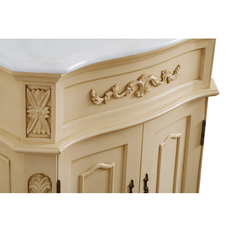 Ensemble de meuble-lavabo simple 24 po Lunette, Beige antique clair, Blanc cassé