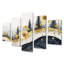 Fleurs dorées dorées, rivière de cristal, paysage III - art mural fleurs sauvages - décoration murale traditionnelle 5 pièces