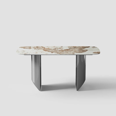 Modern Sintered Stone Dining Table With Grey Metal Base (63")