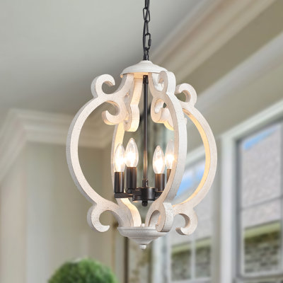 Fasiha 4-Light Farmhouse Chandeliers Global Lantern Adjustable Rustic Kitchen Island Cottage Candle Pendant