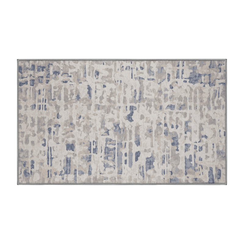 Machine Washable Gray Area Rug, Rectangle 8' x 12'