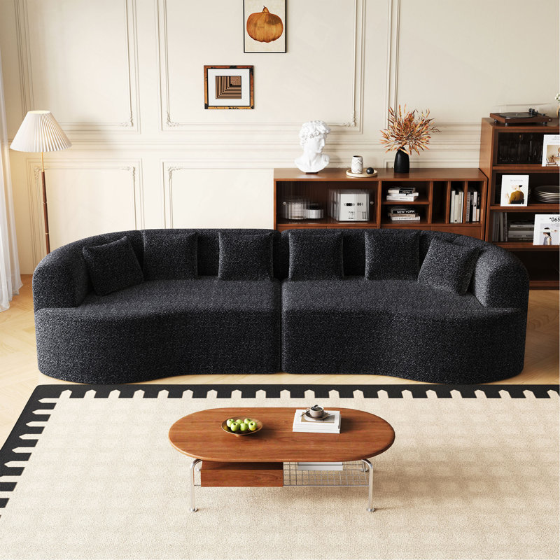 Canapé modulaire incurvé surdimensionné, 106,3 pouces, moderne, sans os, nuage, sans os, avec 6 coussins, canapé de luxe en chenille à quatre places en mousse à mémoire de forme profonde