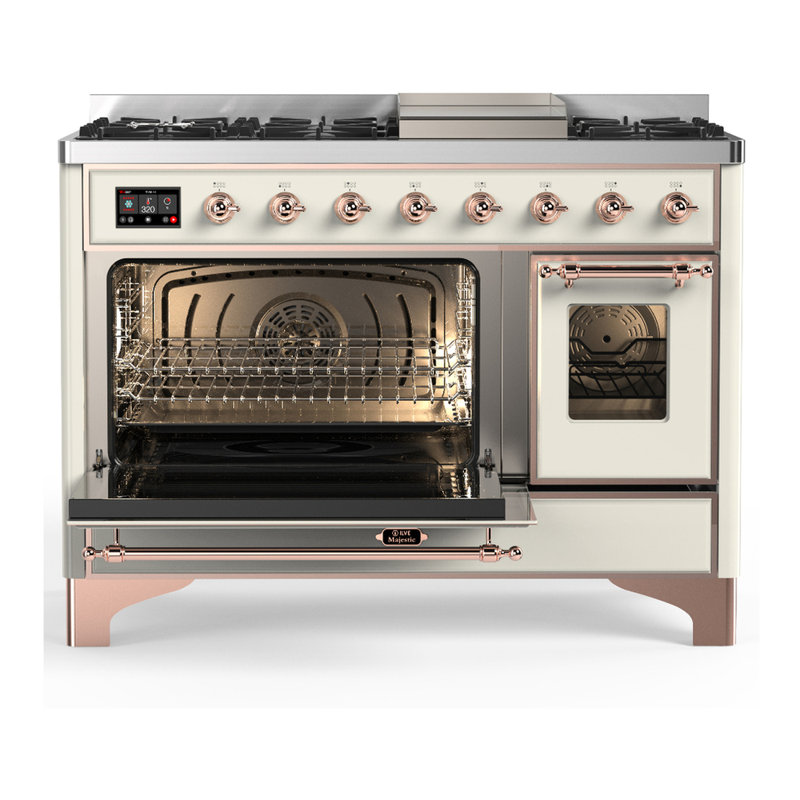 Majestic III Series 48 Inch Dual Fuel Range with 5 Sealed Burners, Griddle, Frenchtop in Matte Graphite (Liquid Propane, Burnished Trim)