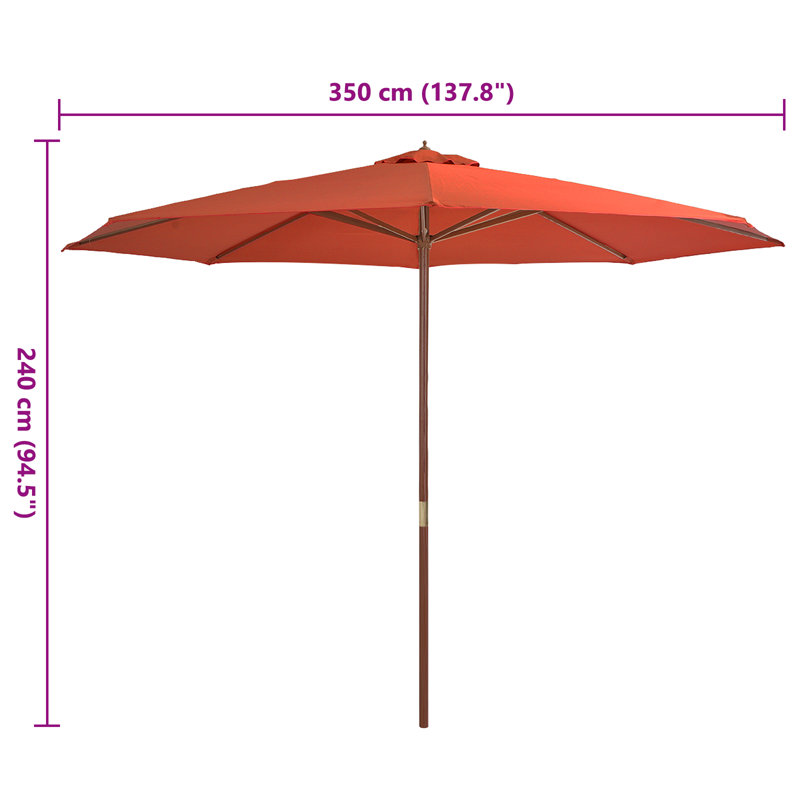 Saxis Outdoor Parasol with Wooden Pole, Orange