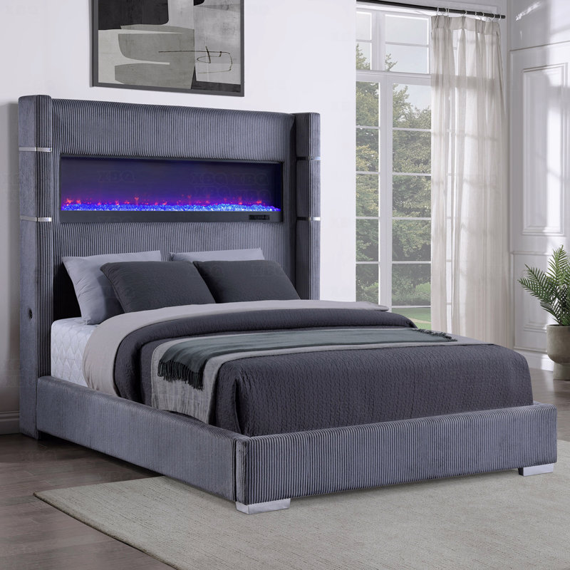 Haven Grey Upholstered Queen Bed