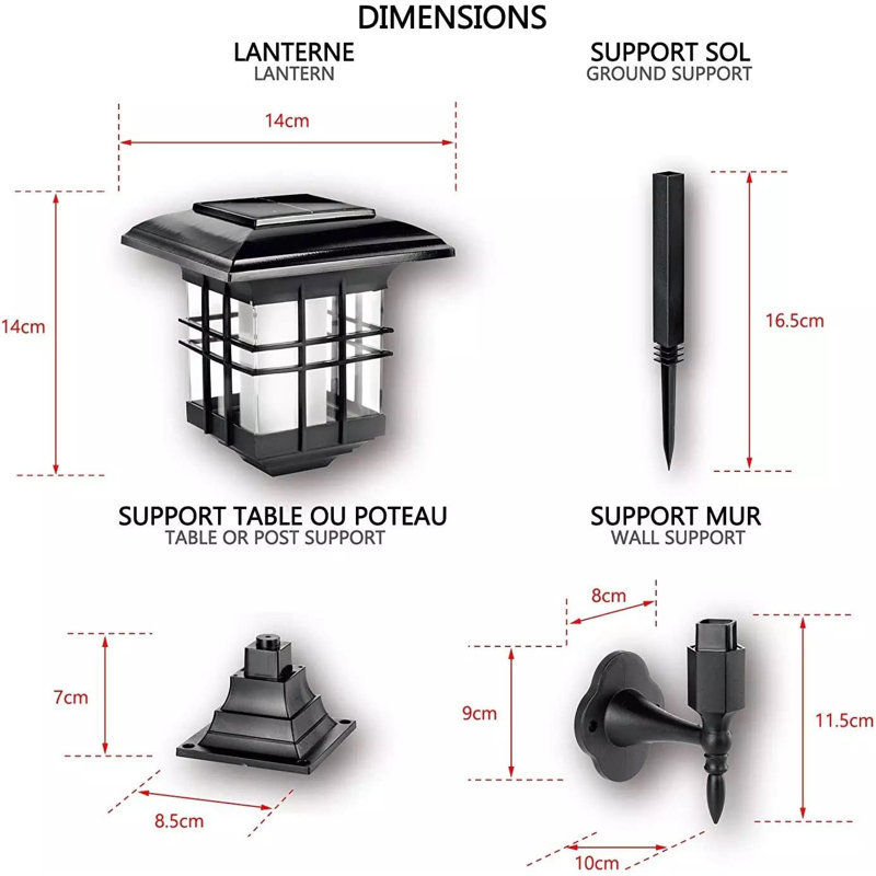 Alvertia Black Solar Powered Integrated LED Fence Post Cap Light Pack