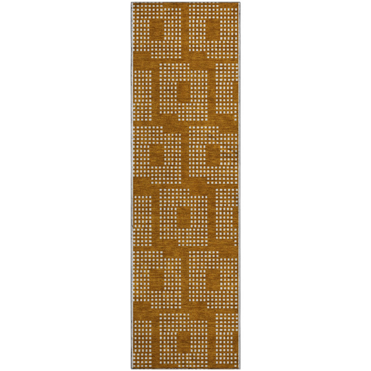 Premium Machine Washable Prisco Terracotta Rug
