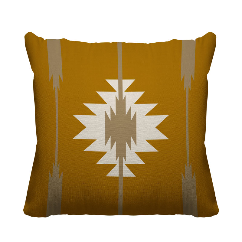 Coussin décoratif intérieur / extérieur Jolon Southwestern, 19 po x 19 po, Jaune, Carré
