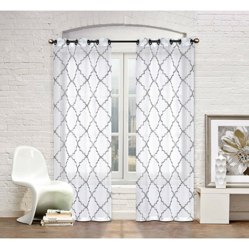 Lillias Sheer Curtain Pair, Gray