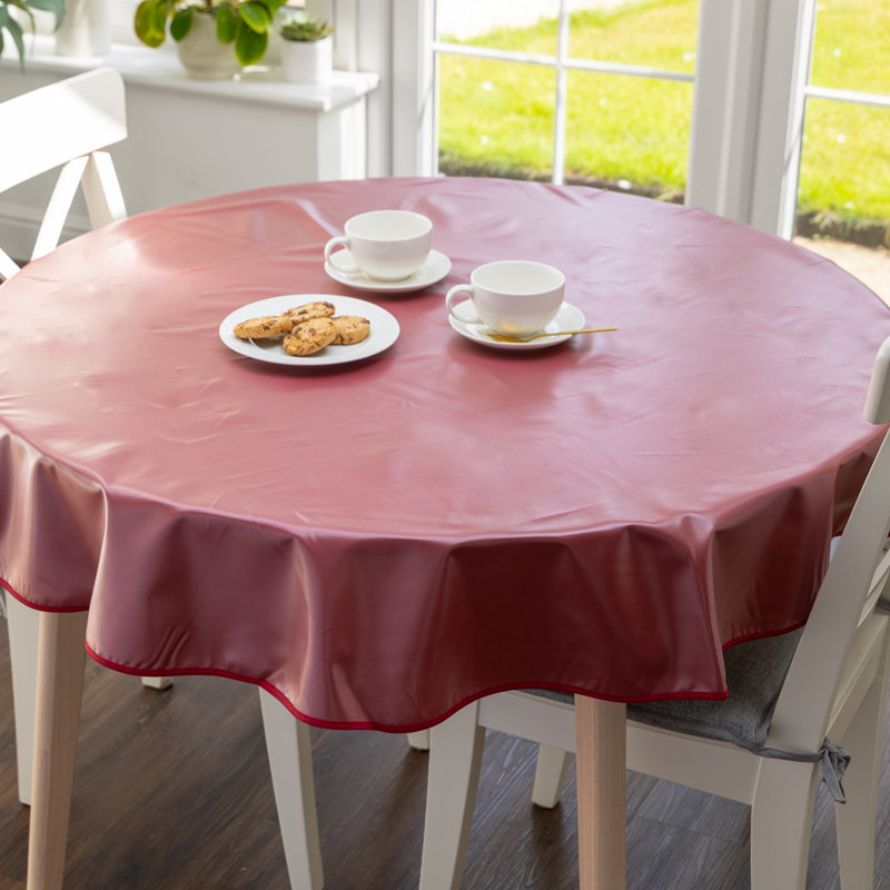 Mineral Red Plain 140cm round Eco Line PVC Free Polyester Tablecloth