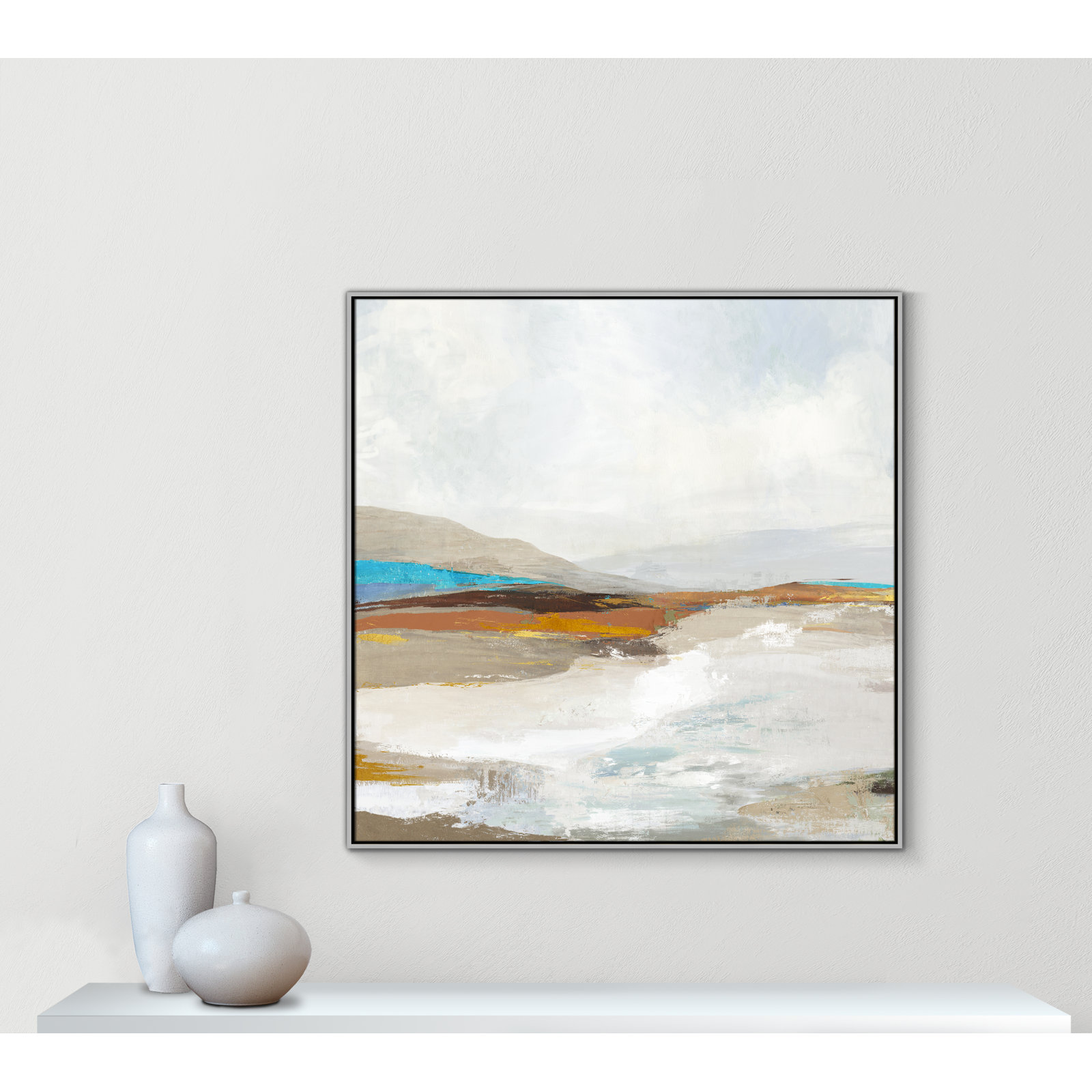Middlebury "Soft Sea I" Print by Allison Pearce, 46.5" H x 46.5" W, Silver Framed