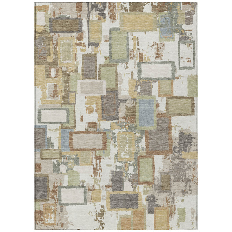 Machine Washable Indoor/Outdoor Boruta ACN2246 Geometric Rug, Rectangle 8' x 10'