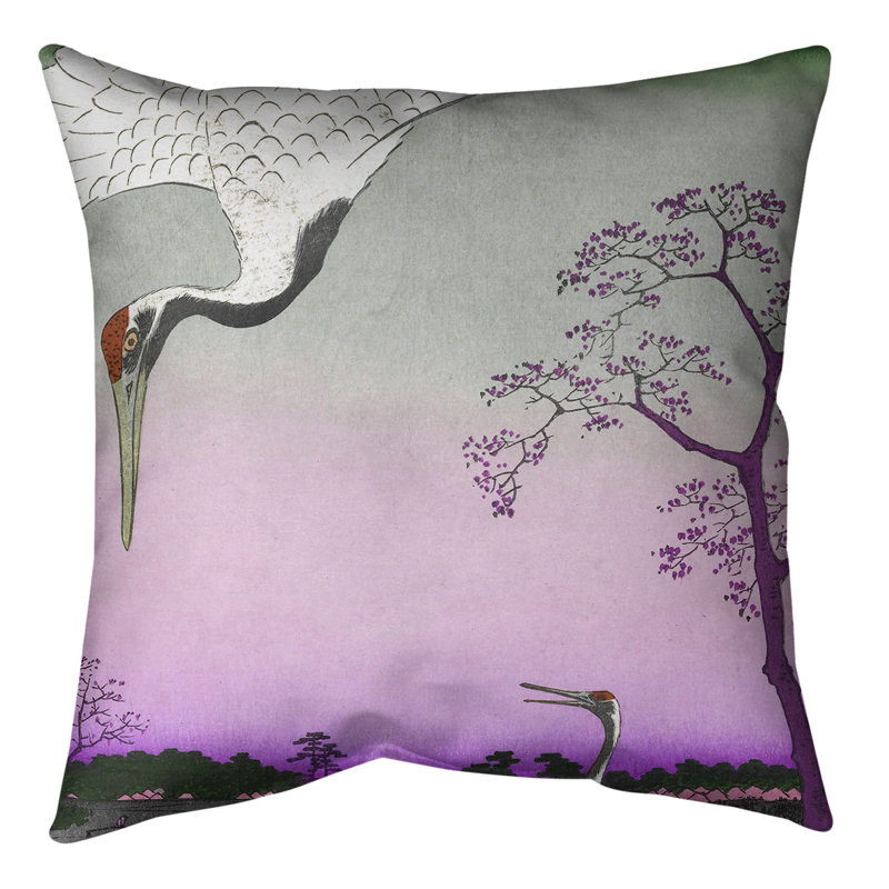 Coussin pour grues japonaises, 18 po x 18 po, Rose, Polyester filé