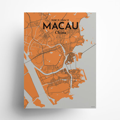 Macau, carte de la ville, impression