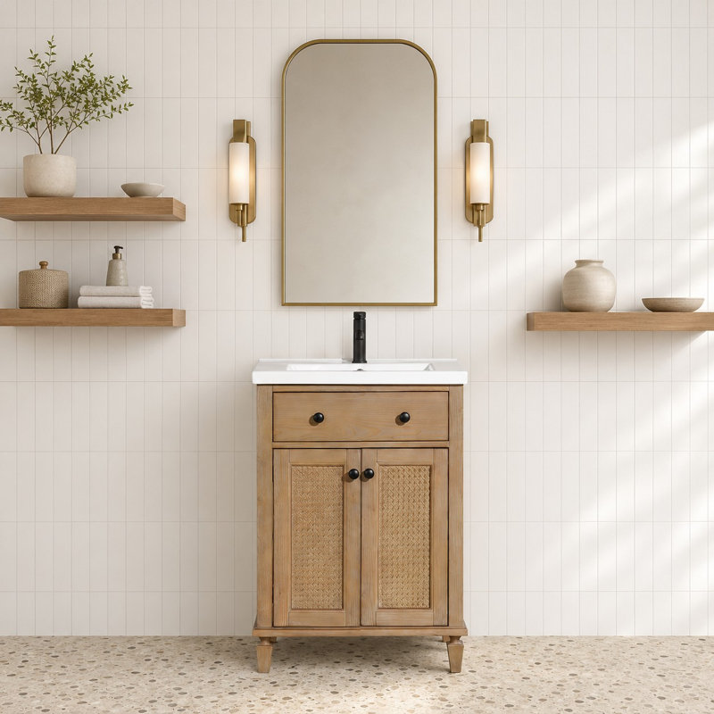 Meuble-lavabo simple 24 po avec comptoir en porcelaine Berkely