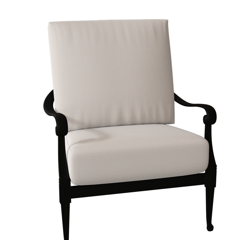 Wiltshire Aluminum Outdoor Lounge Chair, Textured Black, Canvas Bird's Eye Sunbrella® Canvas
