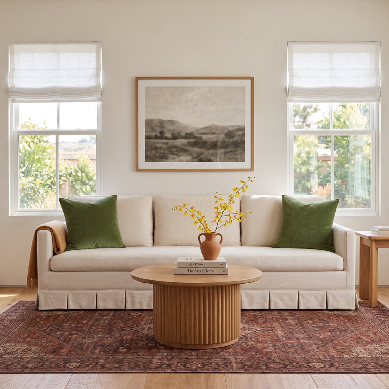 Pellicano Upholstered Sofa, Cream Polyester Blend