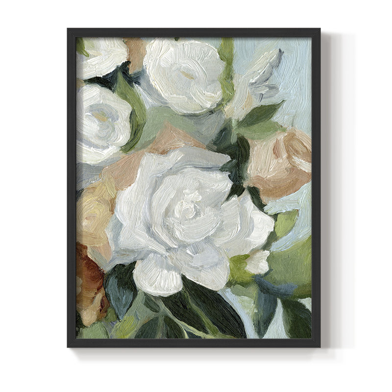 Bouquet Scatter I, reproduction encadrée - bois massif, Noir, H 14 po x l 11 po