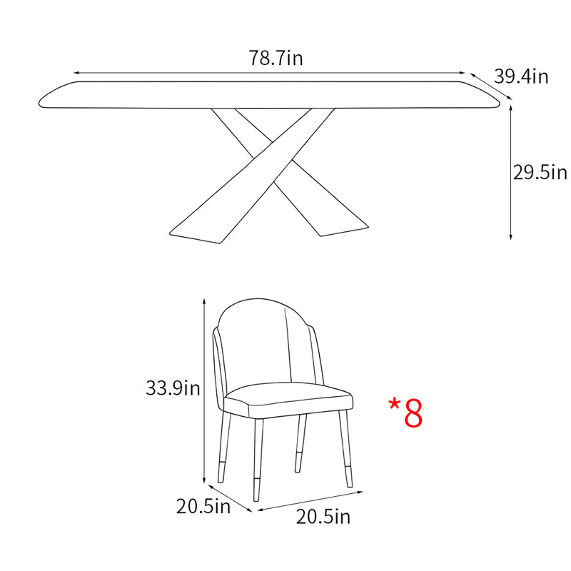 Italian style luxury rectangular dining table sets