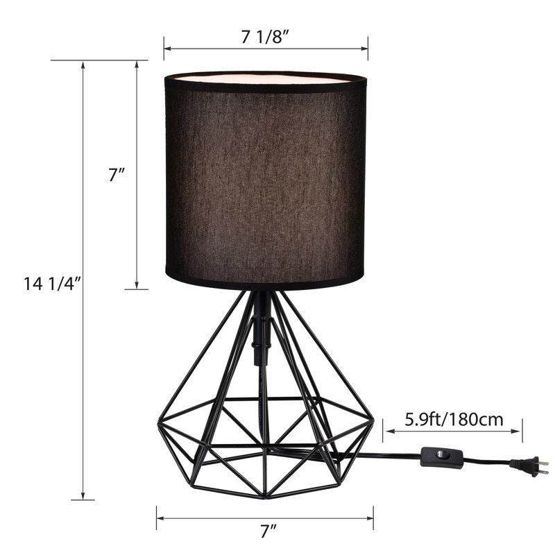 Lampe de table en métal noir avec interrupteur moderne