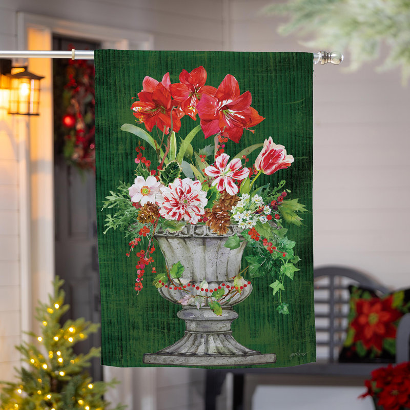 Drapeau de Noël en pot de fleur en suède