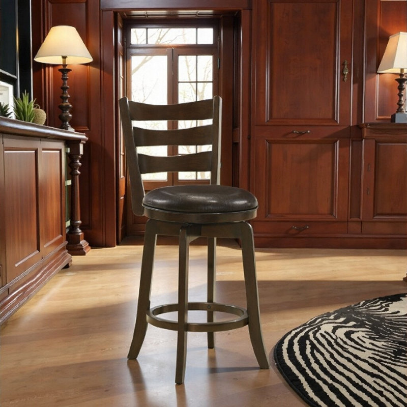 Tabouret de bar pivotant en bois brun foncé Fenster, Marron foncé