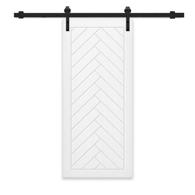 Paneled Manufactured Wood and Metal Barn Door with Installation Hardware Kit