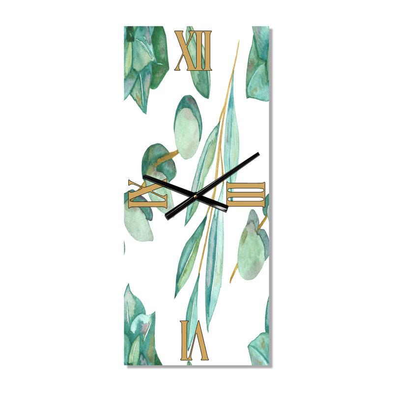 Horloge murale jeunes feuilles d'eucalyptus et branches III, Petit