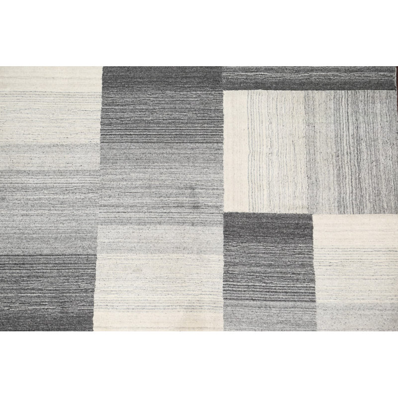 Checkered Gabbeh Wool Area Rug 4x6
