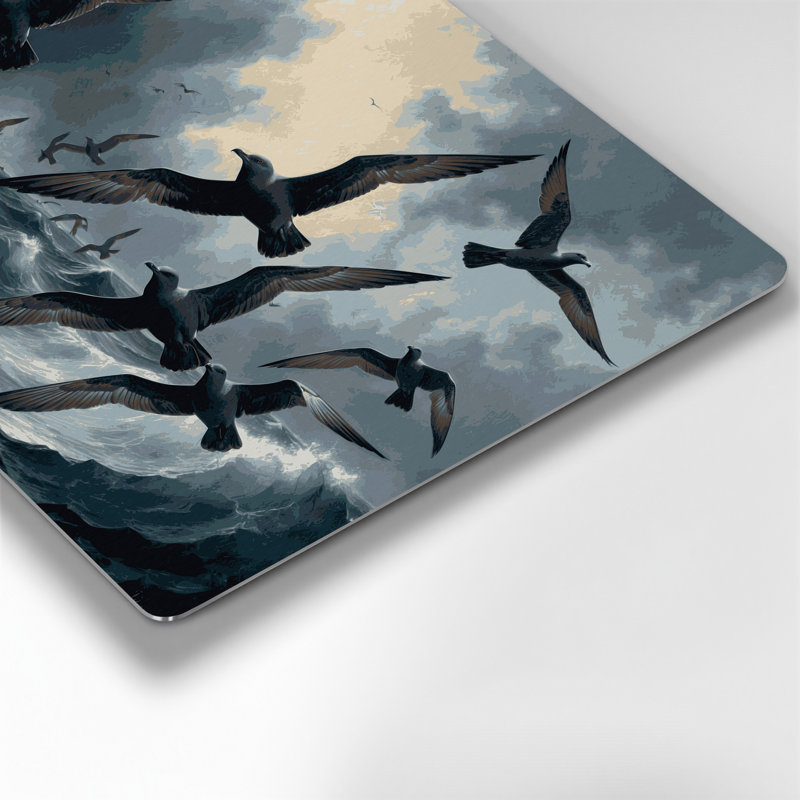 Oiseaux Sooty Shearwater, art mural en métal bleu, H 11 po x l 14 po