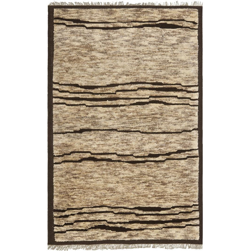Tapis géométrique en jute et en laine brun clair / brun clair Cosper Tangier, Rectangle 8 pi x 10 pi
