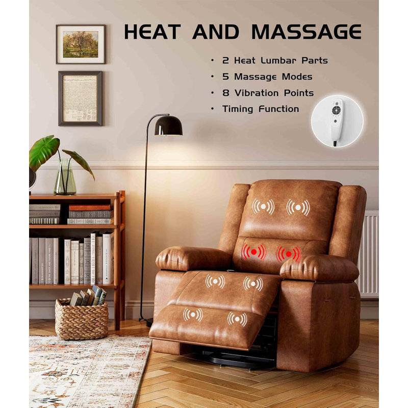 Power Lift Recliner Chair - Heat and Massage, Vintage Leather